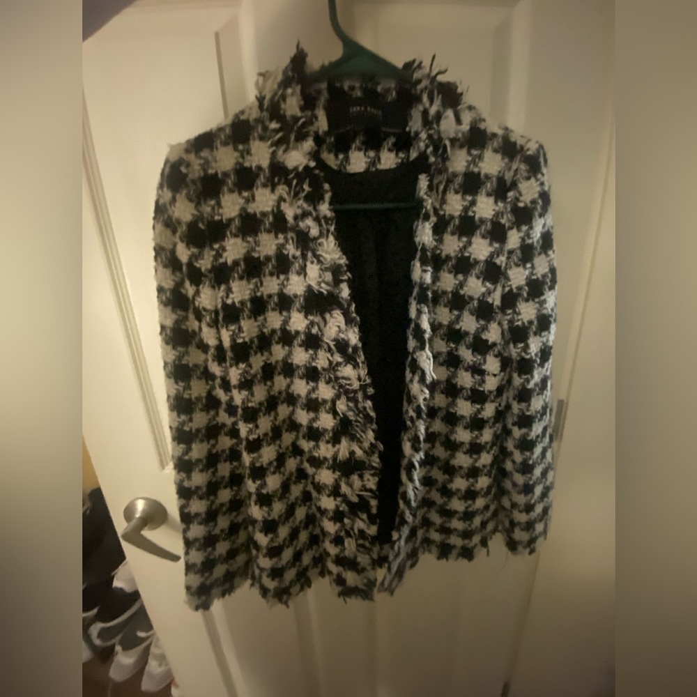NWOT Zara Black and White Houndstooth Blazer